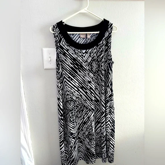 Chico's | Dresses | Chicos Black And White Sleeveless Dress | Poshmark